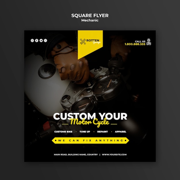 Free PSD square flyer for motorcycle repair shop