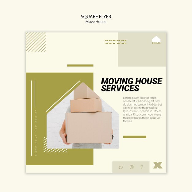 Square flyer for moving house services