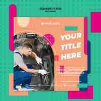 Free PSD square flyer for professional mechanic