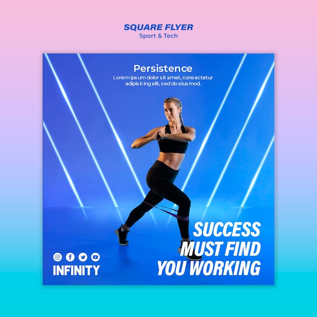 Free PSD square flyer for sports and exercise