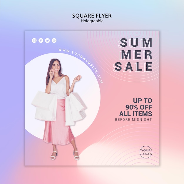 Free PSD square flyer for summer sale
