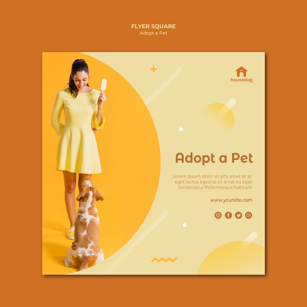 Free PSD square flyer template adopt a dog