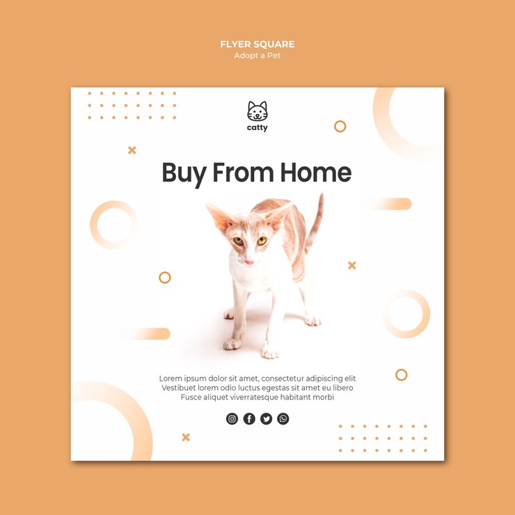 Free PSD square flyer template for adopting a pet