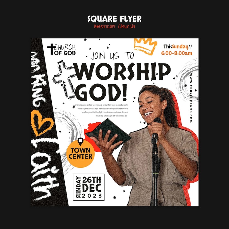 Free PSD square flyer template for american church