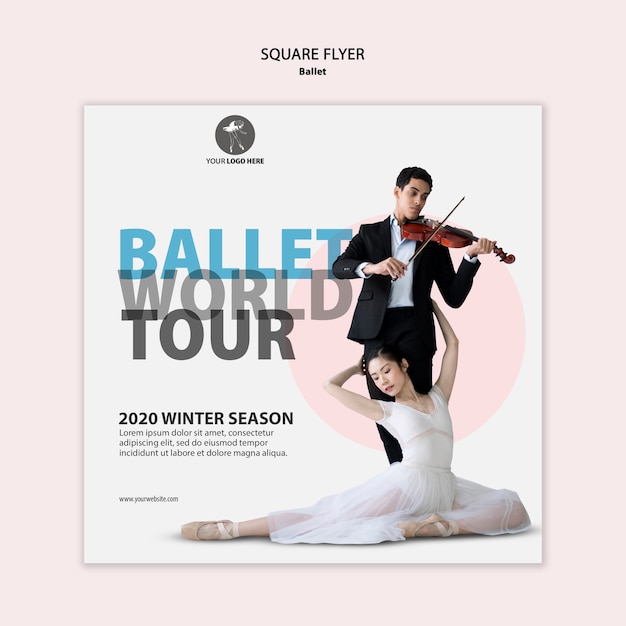 Free PSD square flyer template for ballet performance