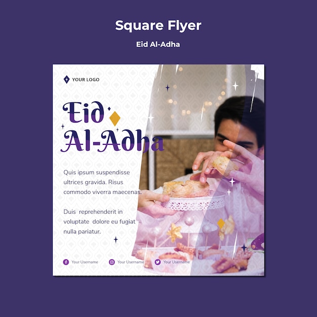 Square flyer template for eid mubarak