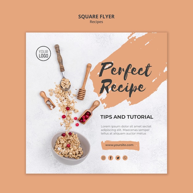 Square flyer template healthy recipes