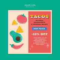 Free PSD square flyer template for mexican food restaurant