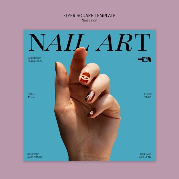 Free PSD square flyer template for nail salon business