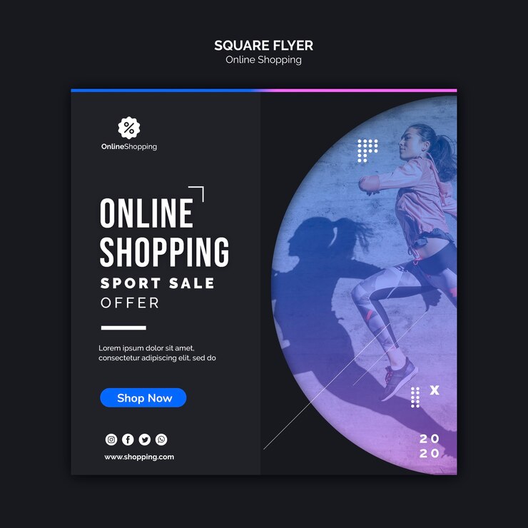 Free PSD square flyer template for online athleisure shopping