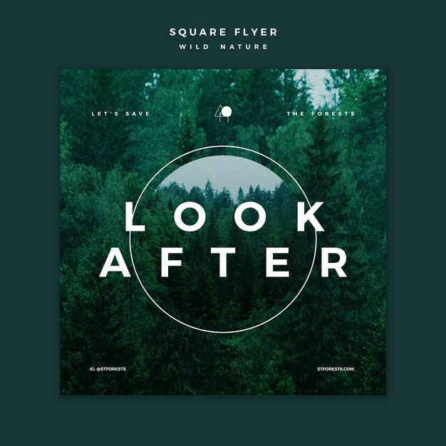 Free PSD square flyer template for wild nature