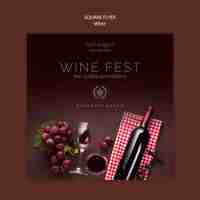 Free PSD square flyer template for wine tasting