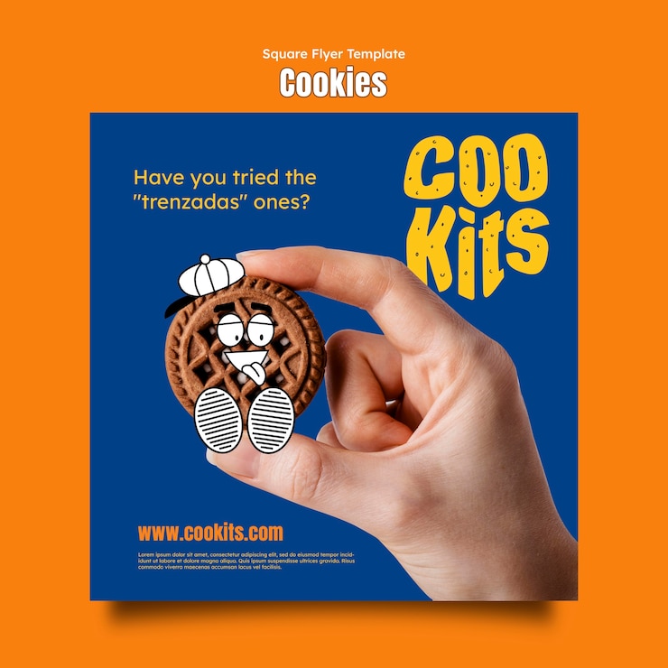 Free PSD square flyer template with cookies