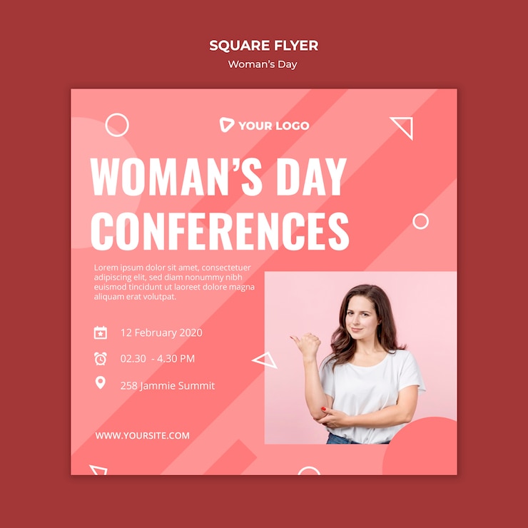 Free PSD square flyer template for woman's day