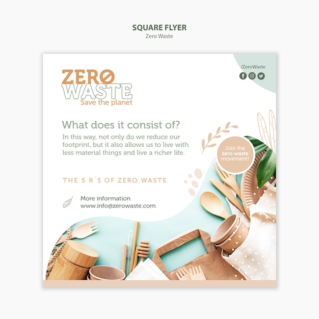 Free PSD square flyer template for zero waste lifestyle