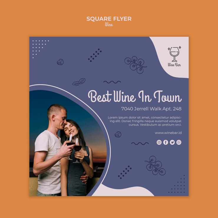 Free PSD square flyer wine shop template