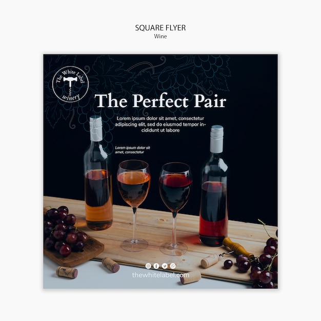 Free PSD square flyer wine shop template