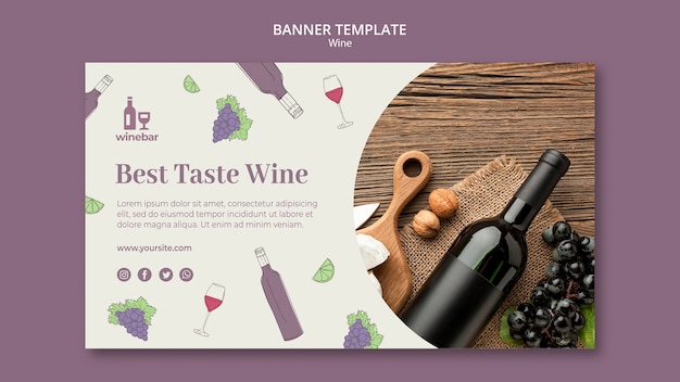 Free PSD square flyer for wine tasting with bottle and grapes