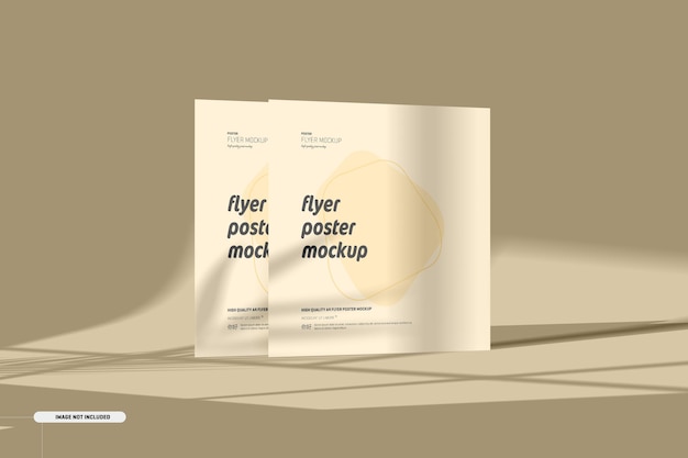 Square flyers mockup with shadow overlay