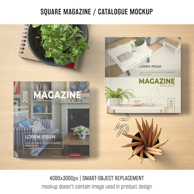 Free PSD square magazine or catalogue mockup covers