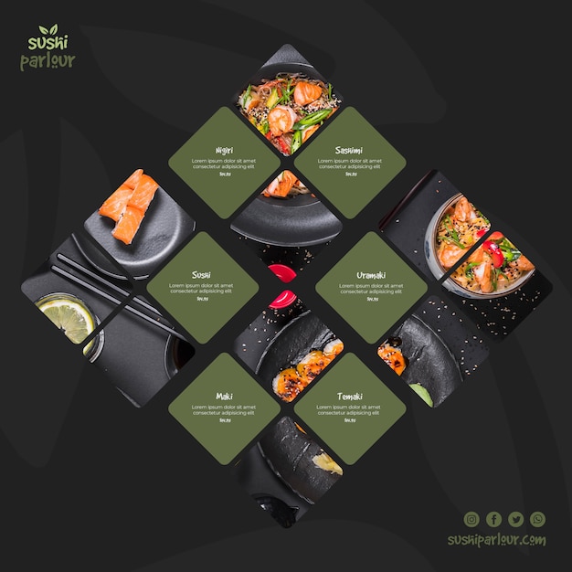 Free PSD square post template for japanese restaurant