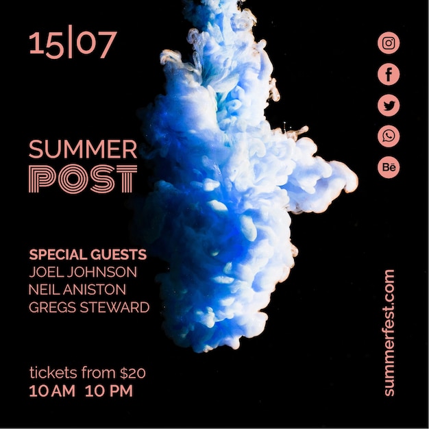 Free PSD square post template for summer festival