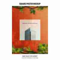 Free PSD square poster mockup