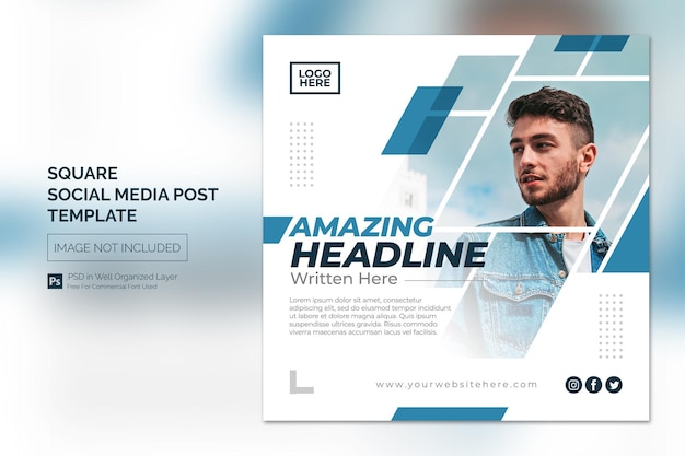 Square social media instagram post or web banner template with headline design concept