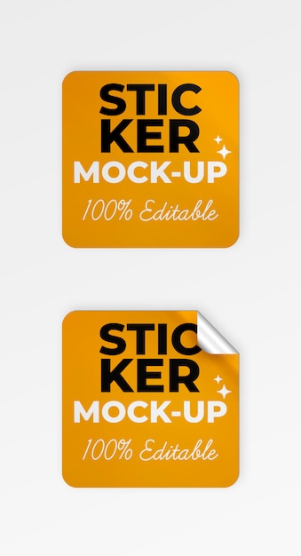 Free PSD square stickers mockup