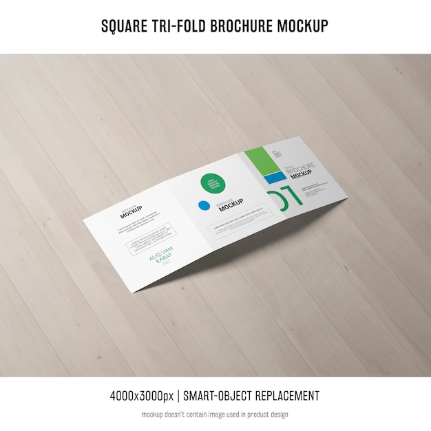 Free PSD square tri-fold brochure mockup