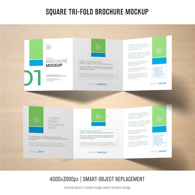 Square tri-fold brochure mockup free PSD download