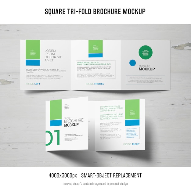 Square Tri-fold Brochure Mockup