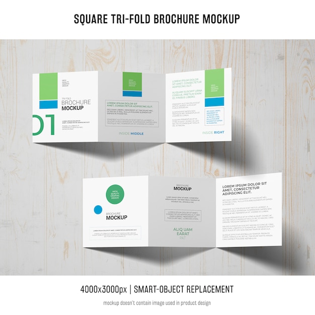 Free PSD square tri-fold brochure mockup