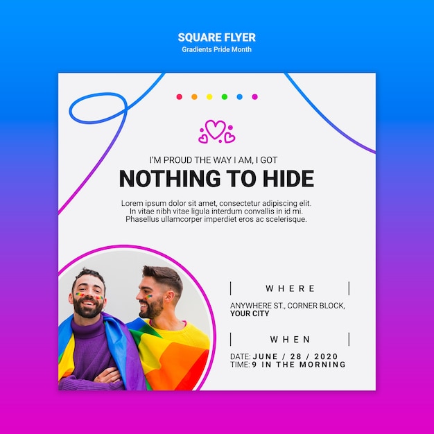 Free PSD squared flyer for lgbt pride