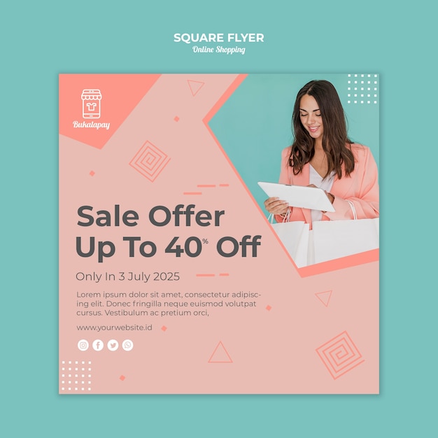 Squared flyer for online shopping with sale