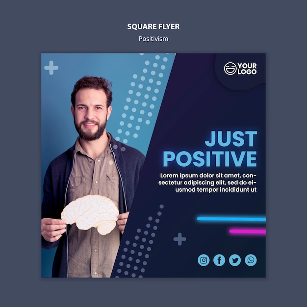 Squared flyer for optimism and positivism