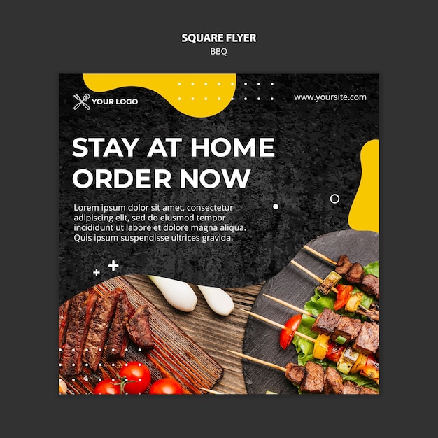 Squared flyer template for barbecue restaurant