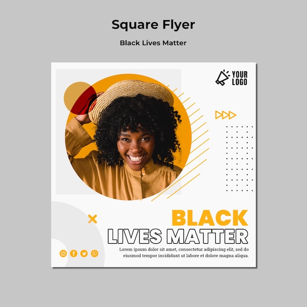 Free PSD squared flyer template for black lives matter