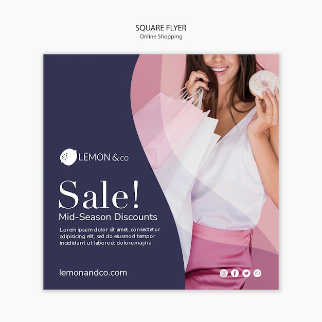 Squared flyer template for online fashion sale