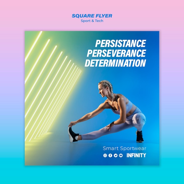 Free PSD squared flyer template for sports and exercise