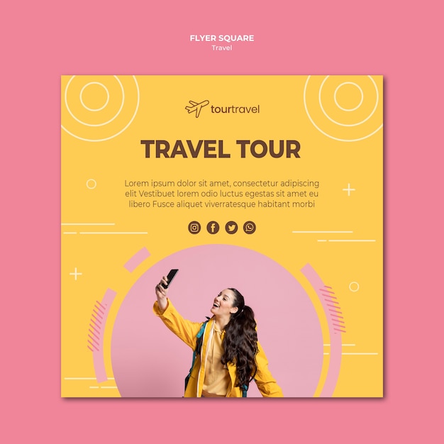 Free PSD squared flyer template for travel tour