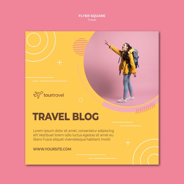 Squared flyer template for traveling blog
