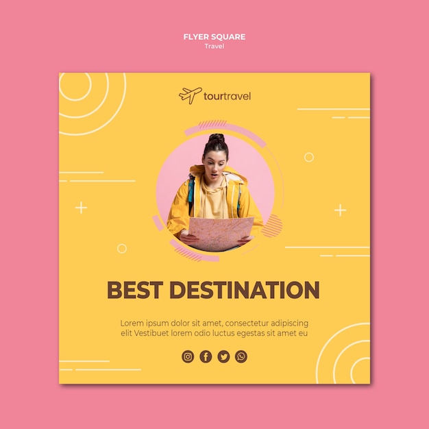 Free PSD squared flyer template for traveling