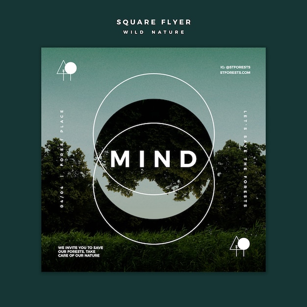 Free PSD squared flyer template for wild nature