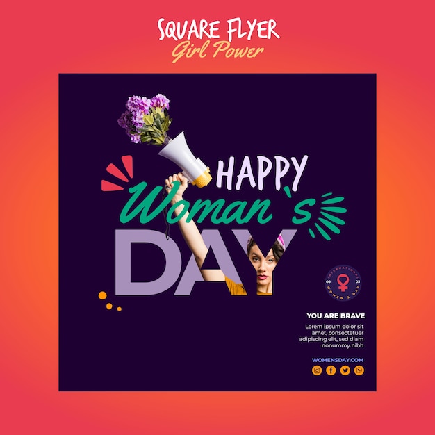 Free PSD squared flyer template for women's day