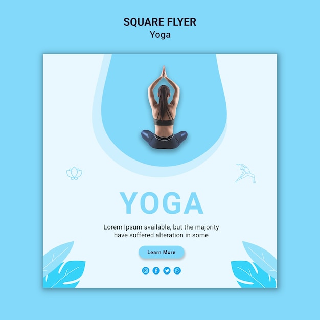 Free PSD squared flyer template for yoga exercise