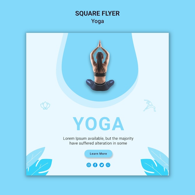 Modello di volantino quadrato per esercizio di yoga