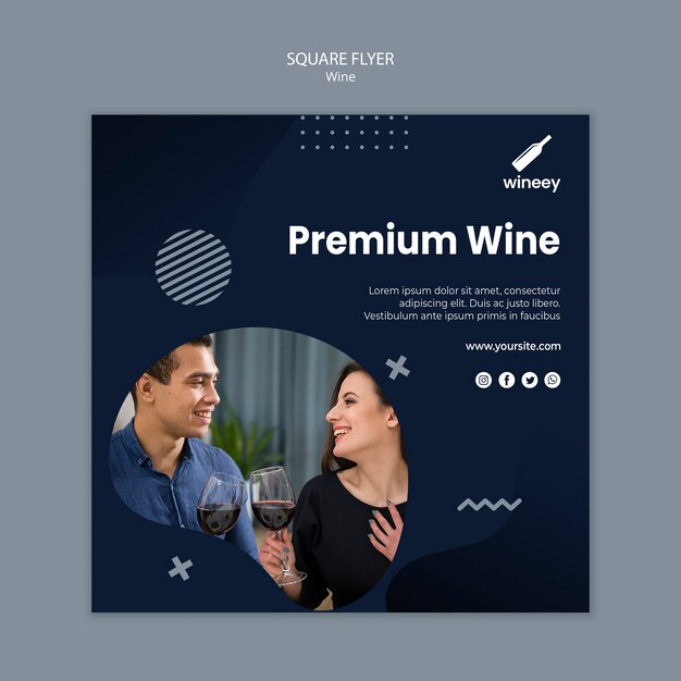 Squared flyer with couple for winery