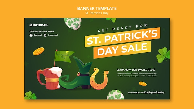 Modello di banner per la celebrazione del giorno di san patrizio