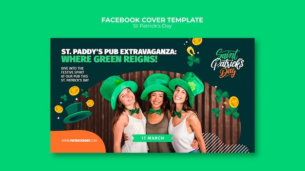 PSD gratuito cover di facebook per la celebrazione del giorno di san patrizio